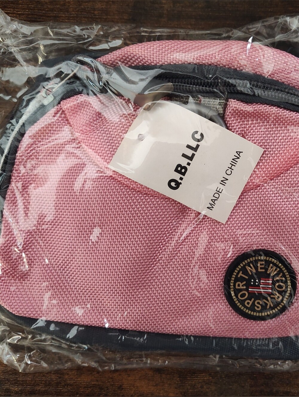 Fanny Pack Pink and Gray ,Crossbody Bag, 3 Zippered Compartments, Adjustable 42"